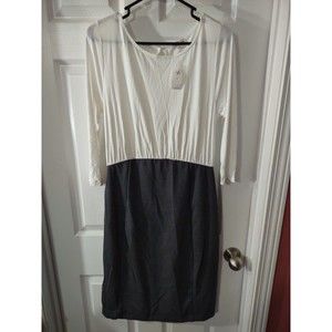 Gap Maternity Dress Size M Gray And White Long Sleeve